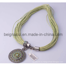 Collar exótico, Ronda de piedra verde con cadena de cuerda collar (WWNFM00160)